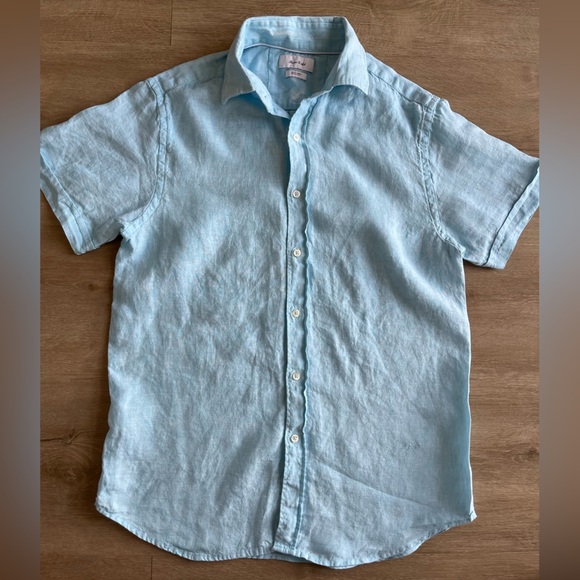 Porter & Ash Shirt Medium Linen Button Down Casual Knit Collared Preppy - Picture 1 of 10